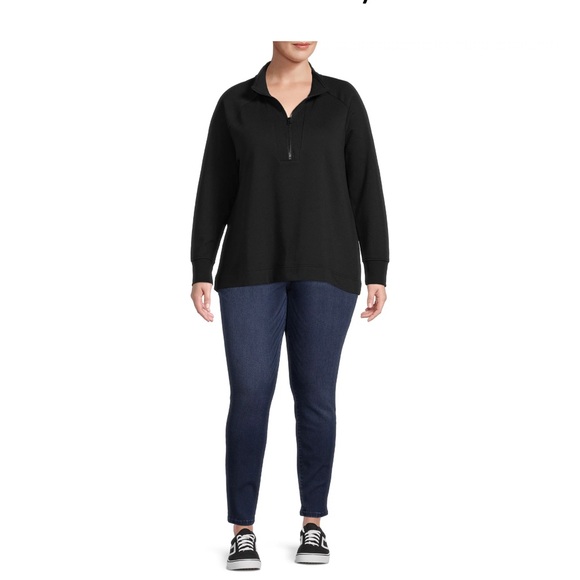 Terra & Sky Women's Plus Size Quarter-Zip Sweatshirt - Picture 2 of 5